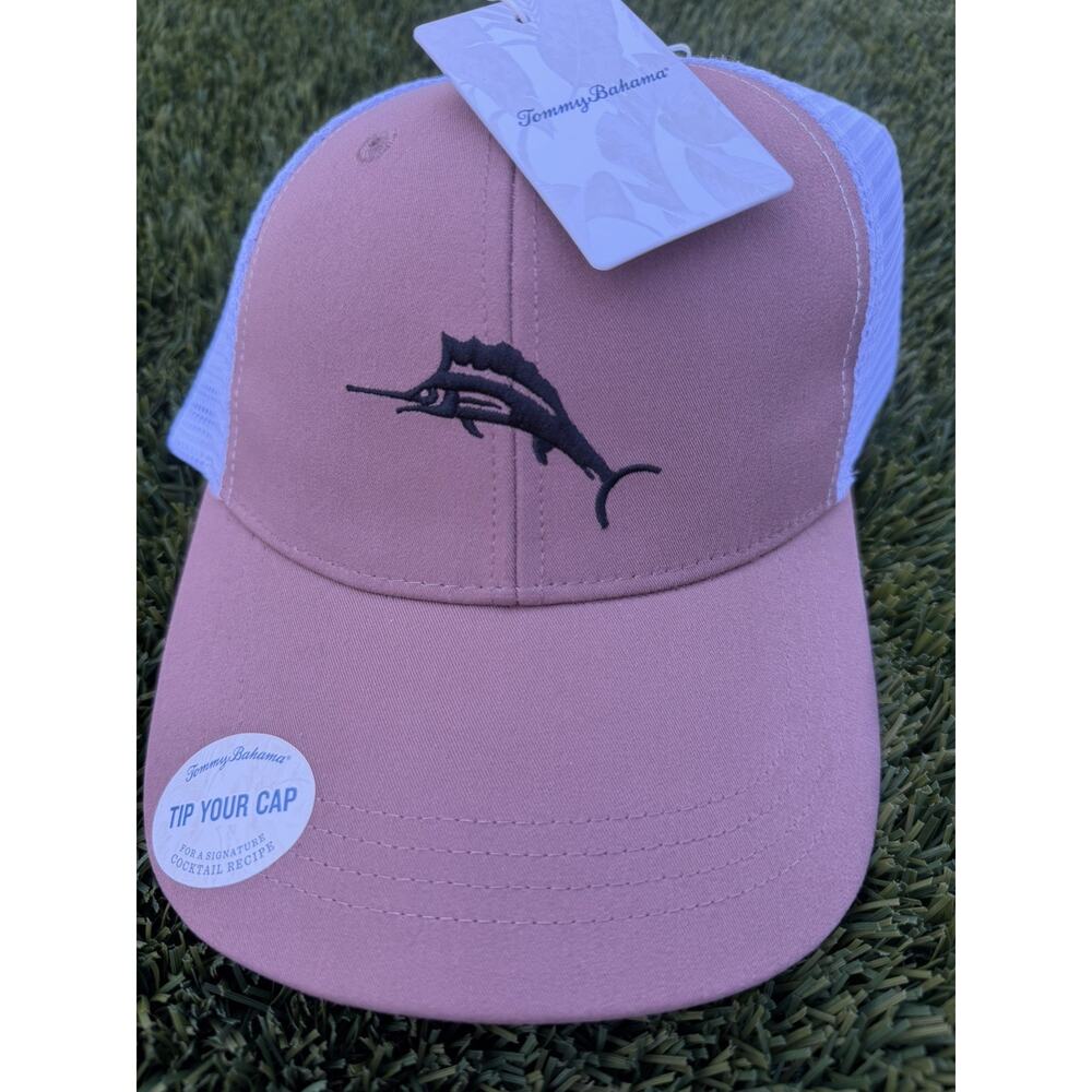 Tommy Bahama Cap Tip Your Cap Dusty Rose Trucker Style Golf Hat Snap Back New